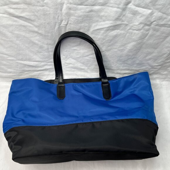 St. John Colorblock Blue Black Nylon Tote Bag - Picture 4 of 10